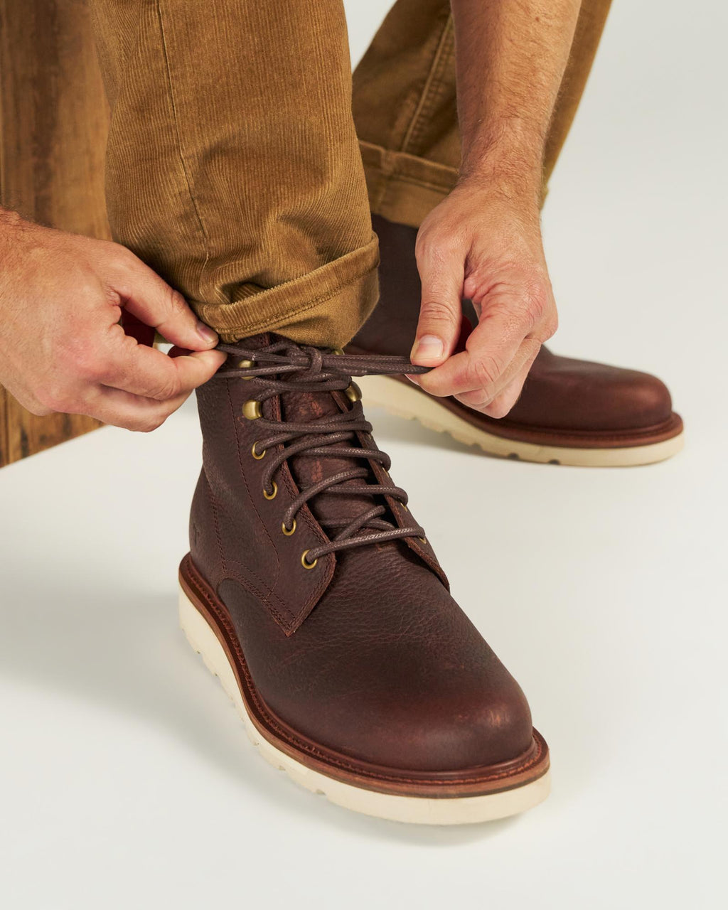 View of The Knox Lace Up - Tobacco Cowhide