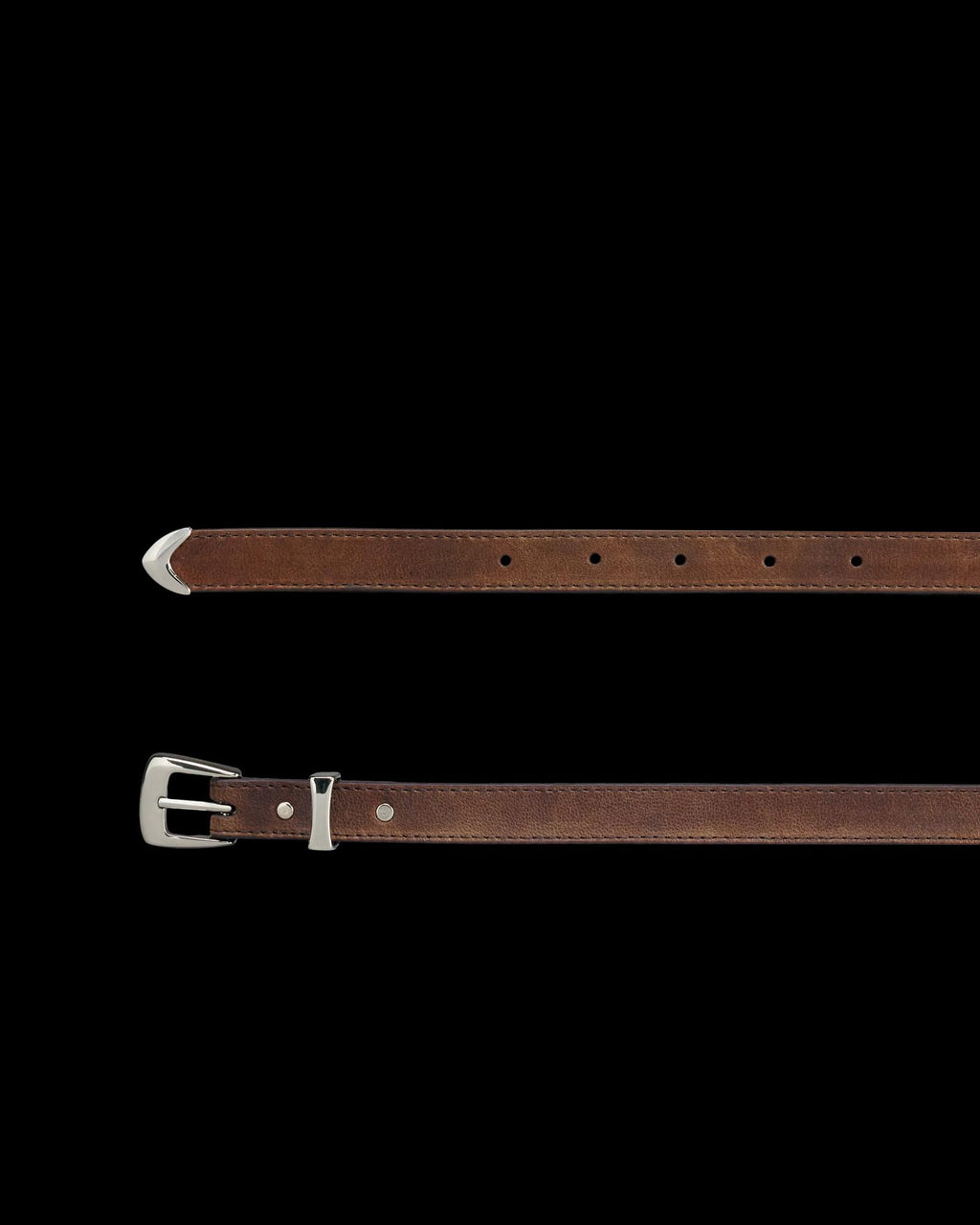 Closeup view of Women's Skinny 3 Piece Belt - Cafe
