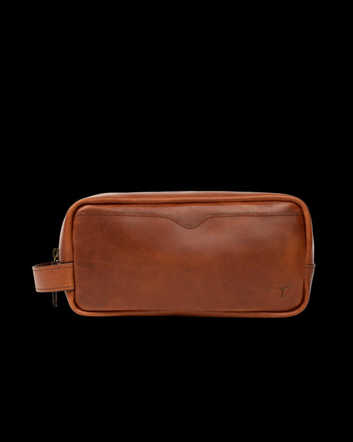 Front view of the Bartlett Travel Kit in Cognac