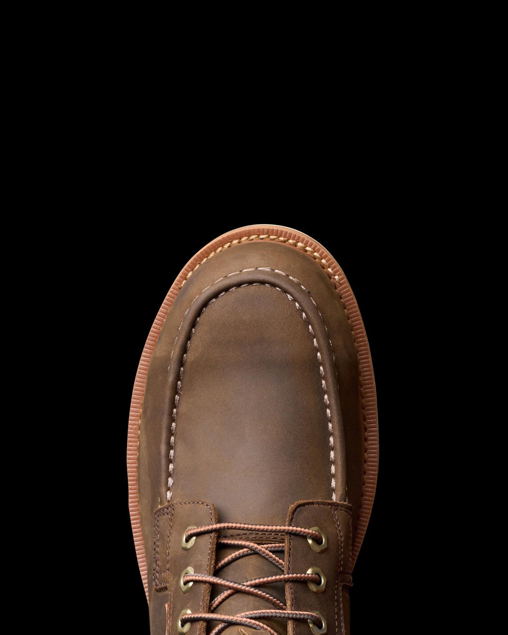Toe view of LongHaul Waterproof Moc Composite Toe Work Boot - Espresso on plain background
