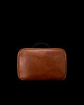 Front view of Bartlett Hanging Travel Kit - Cognac on plain background