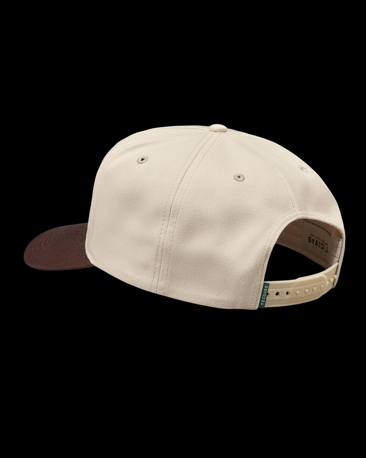 Quarterback view of Tecovas Round-Up Hat - Cream/Brown on plain background