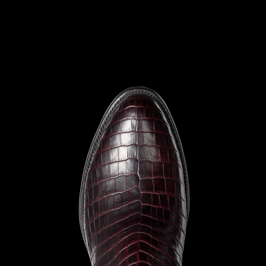 Toe view of The Dean - Black Cherry on plain background