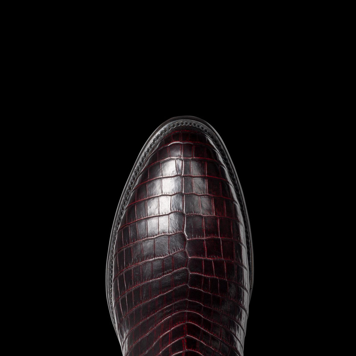 Toe view of The Dean - Black Cherry on plain background