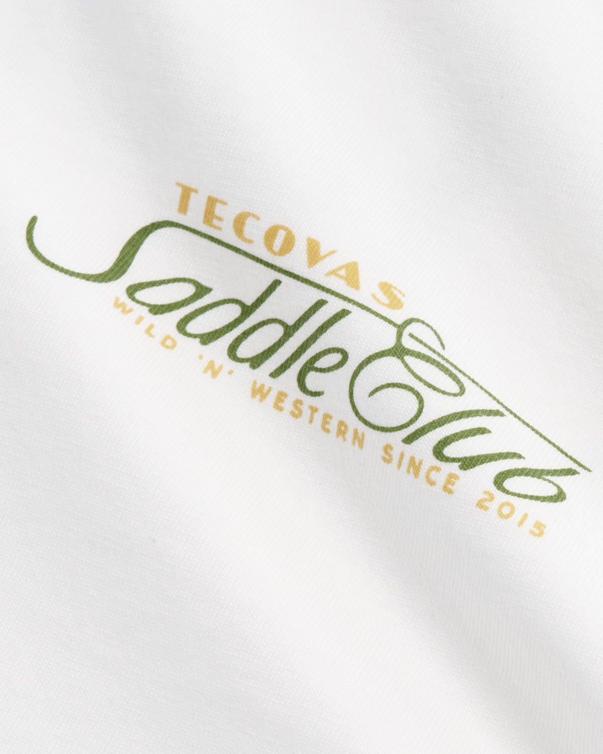 Closeup view of Men's Saddle Club T-Shirt - Bone/Multi