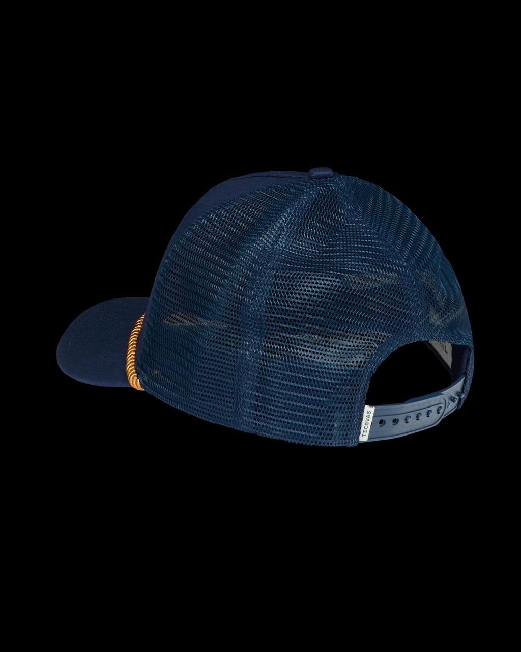 Quarterback view of Tecovas Truck 5 Panel High Pro Trucker - Navy on plain background