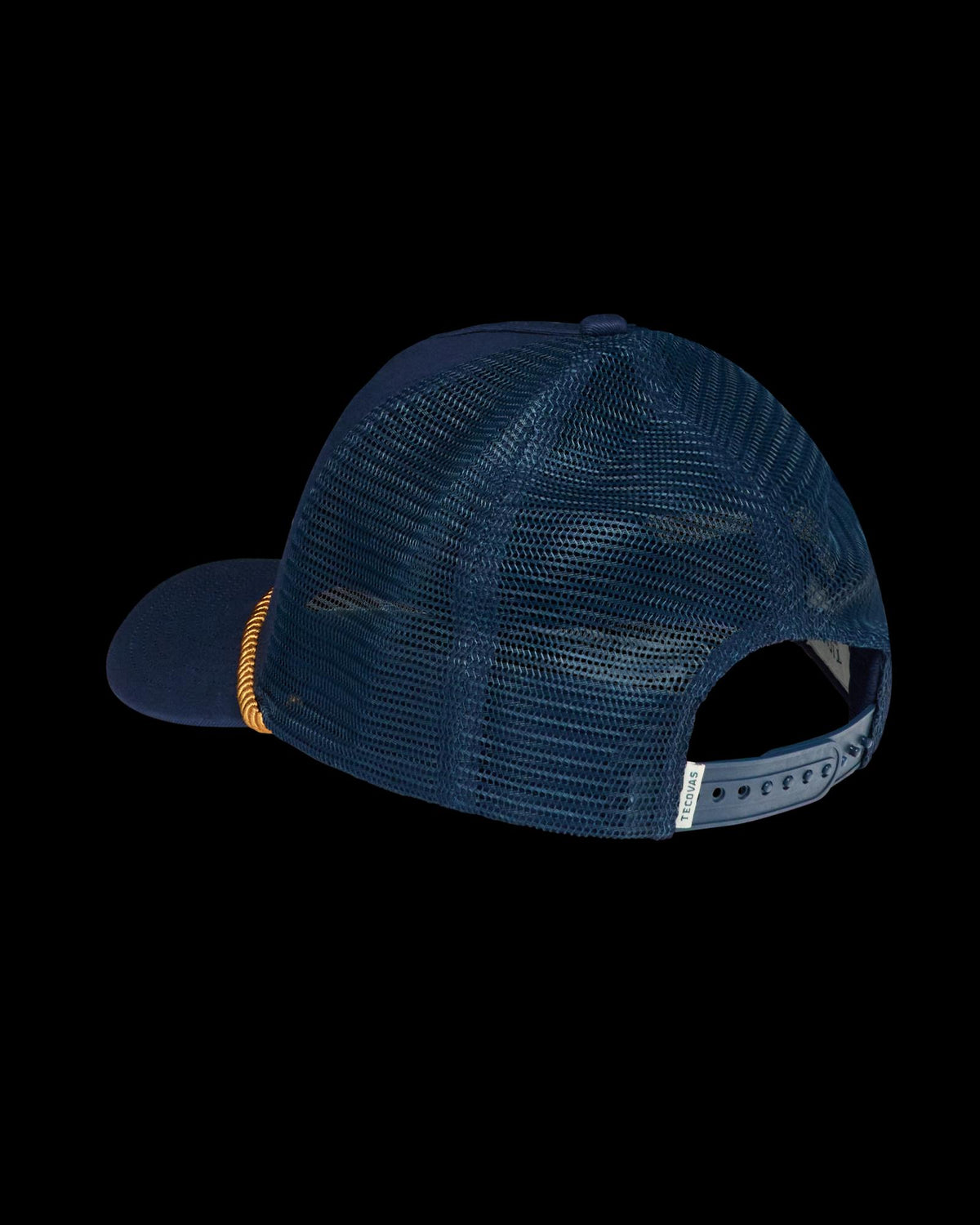 Quarterback view of Tecovas Truck 5 Panel High Pro Trucker - Navy on plain background