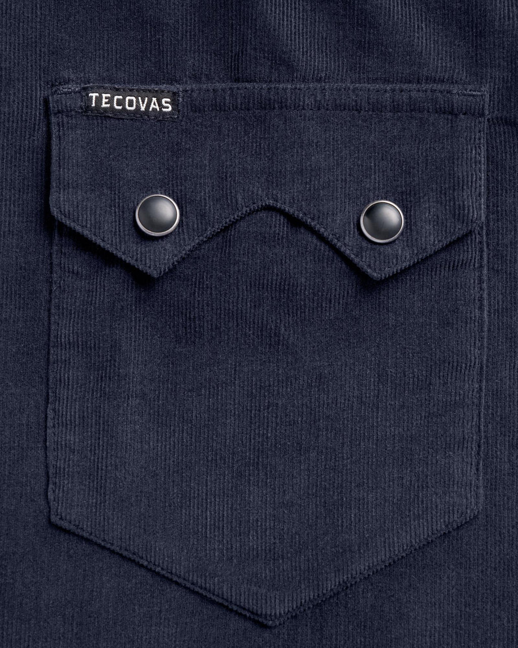 Closeup detail view of Men's Texas Weight Corduroy Pearl Snap - Dark Navy
