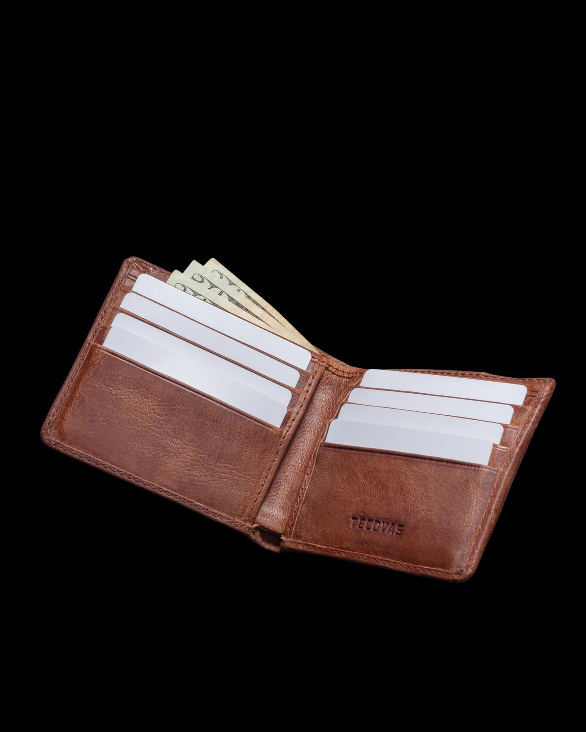 Inside view of Goat Billfold - Scotch on plain background