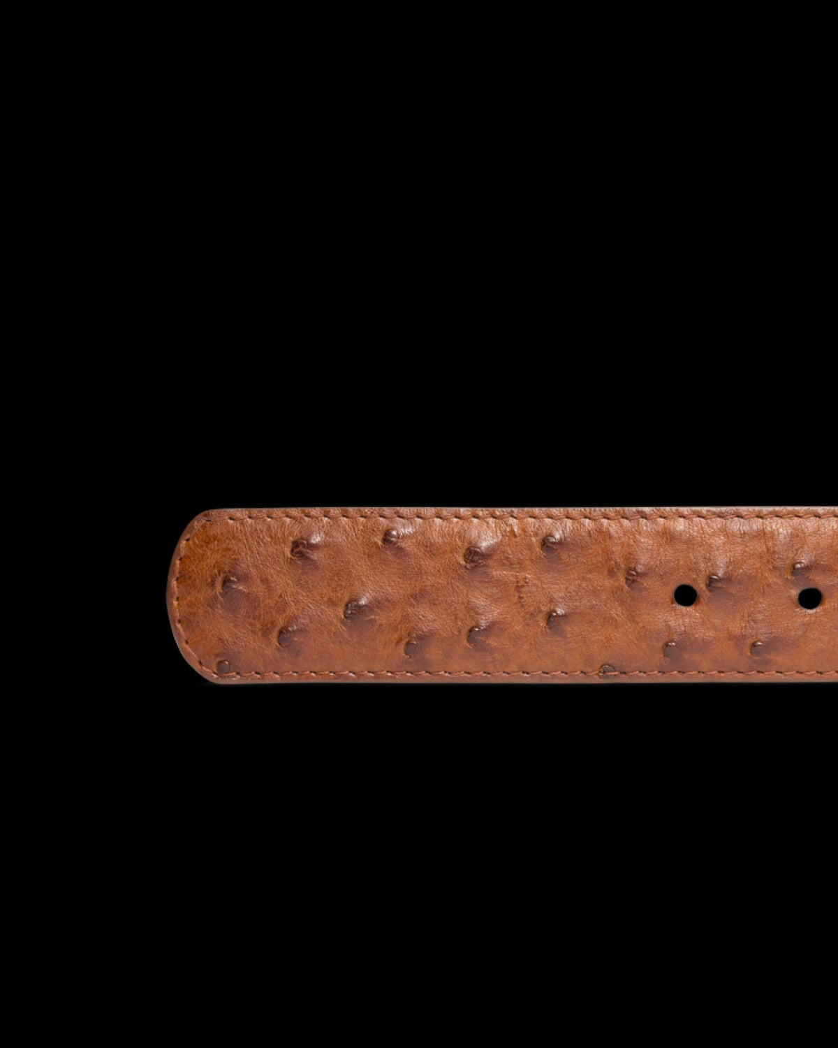 Closeup view of Men's Ostrich Belt II - Pecan