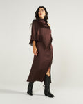 Closeup detail view of Women's Fringe Midi Skirt - Espresso