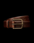 Front view of Men's Bison Belt II - Tobacco on plain background