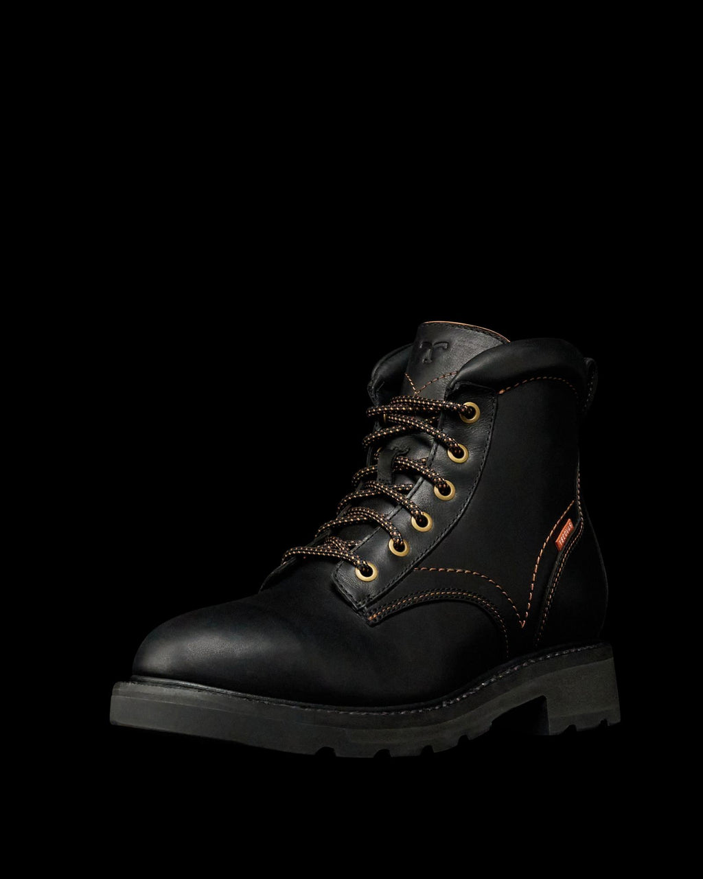 Quarterfront view of LongHaul Waterproof Lace Up Composite Toe Work Boot - Midnight on plain background