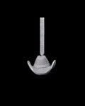 Front view of Cattleman Hat Ornament - Silver on plain background