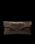 Front view of Lizard Clutch - Coffee on plain background