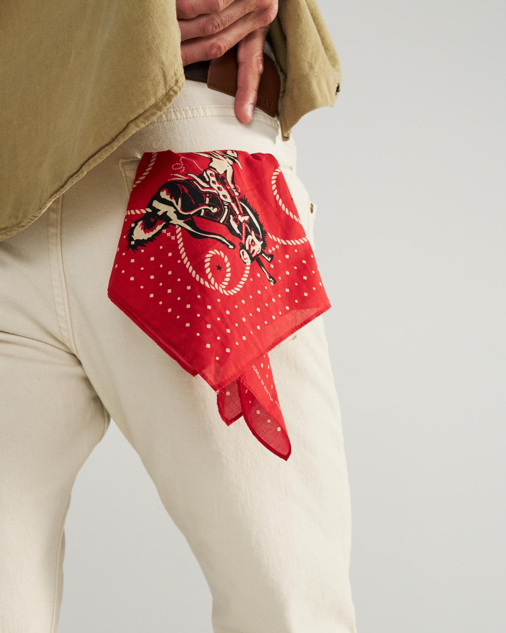 View of Bucking Bronco Bandana - Red