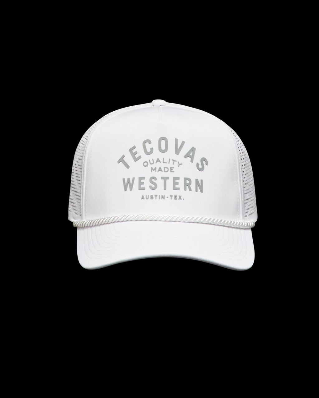 Front view of Quality Made Performance Trucker - White on plain background