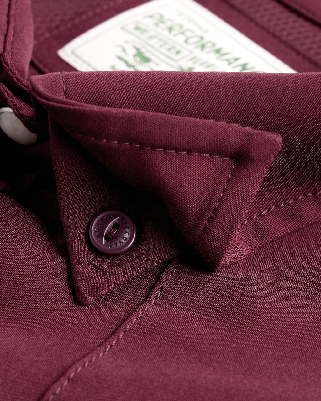 Closeup detail view of Men's Performance Western Short Sleeve Pearl Snap - Maroon