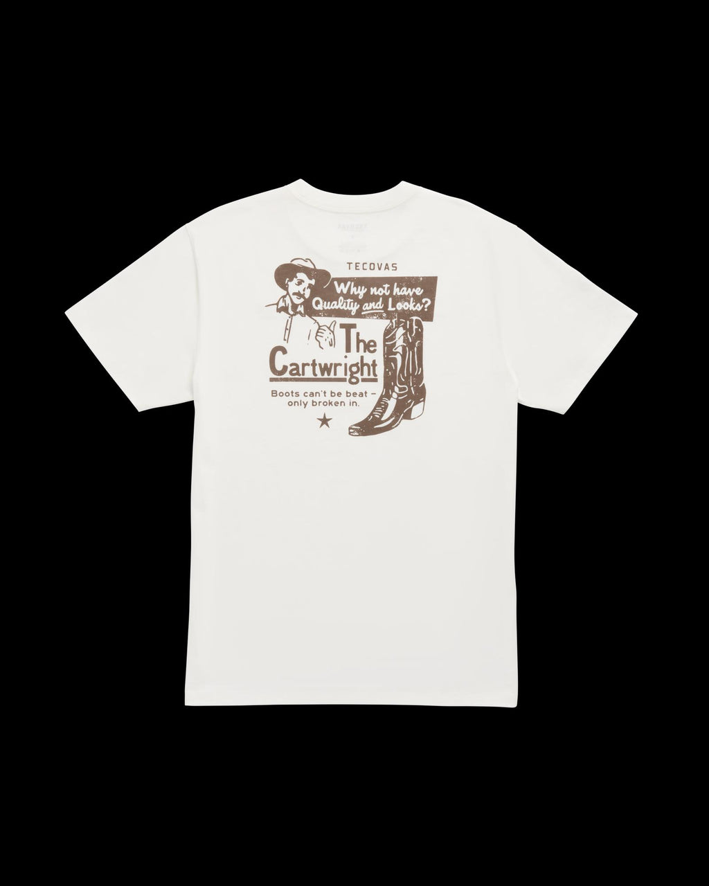 Back view of Men's Quality and Looks T-Shirt - Bone/Brown on plain background