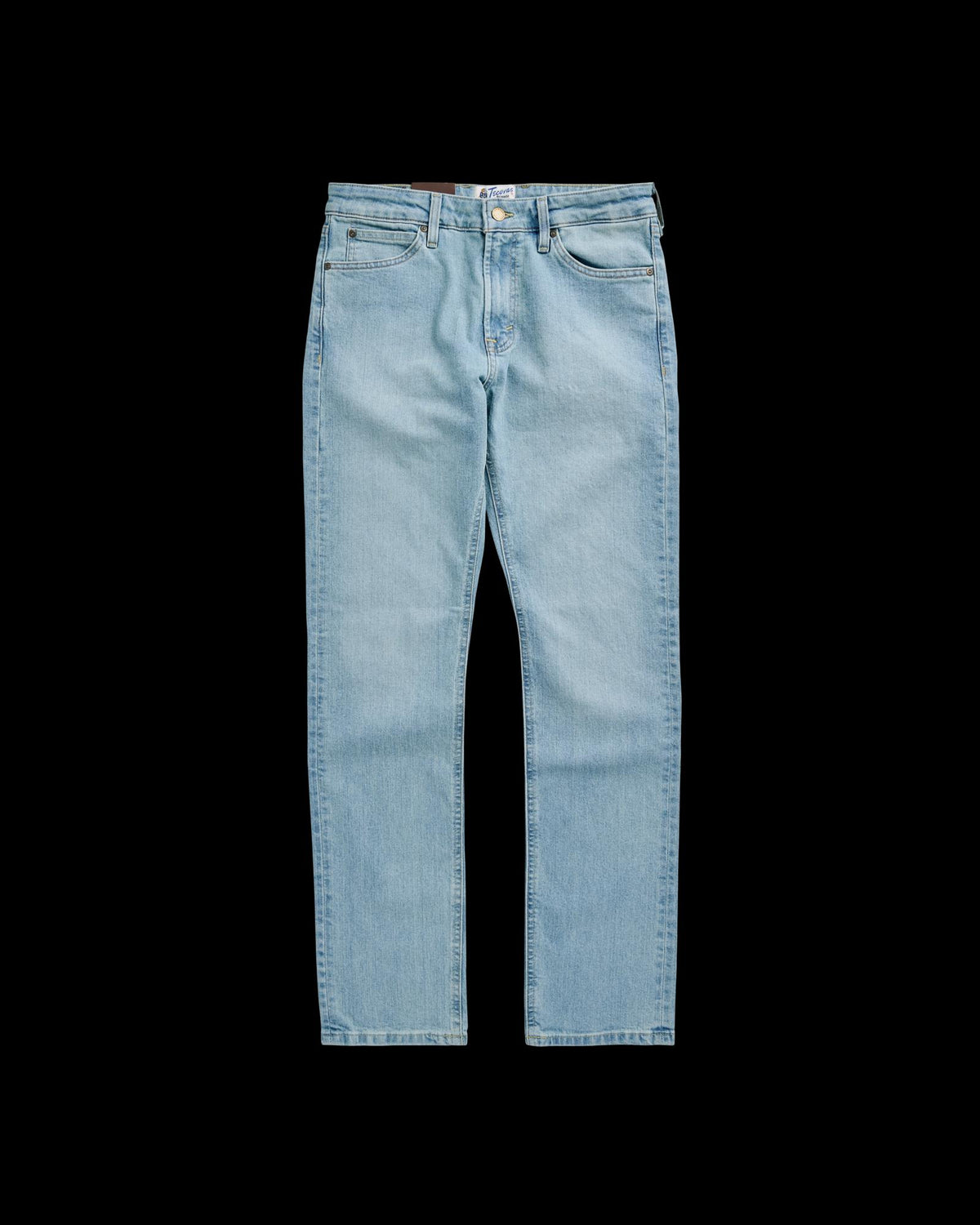 Front view of Men's Slim Stretch Denim - Light Stone Wash on plain background