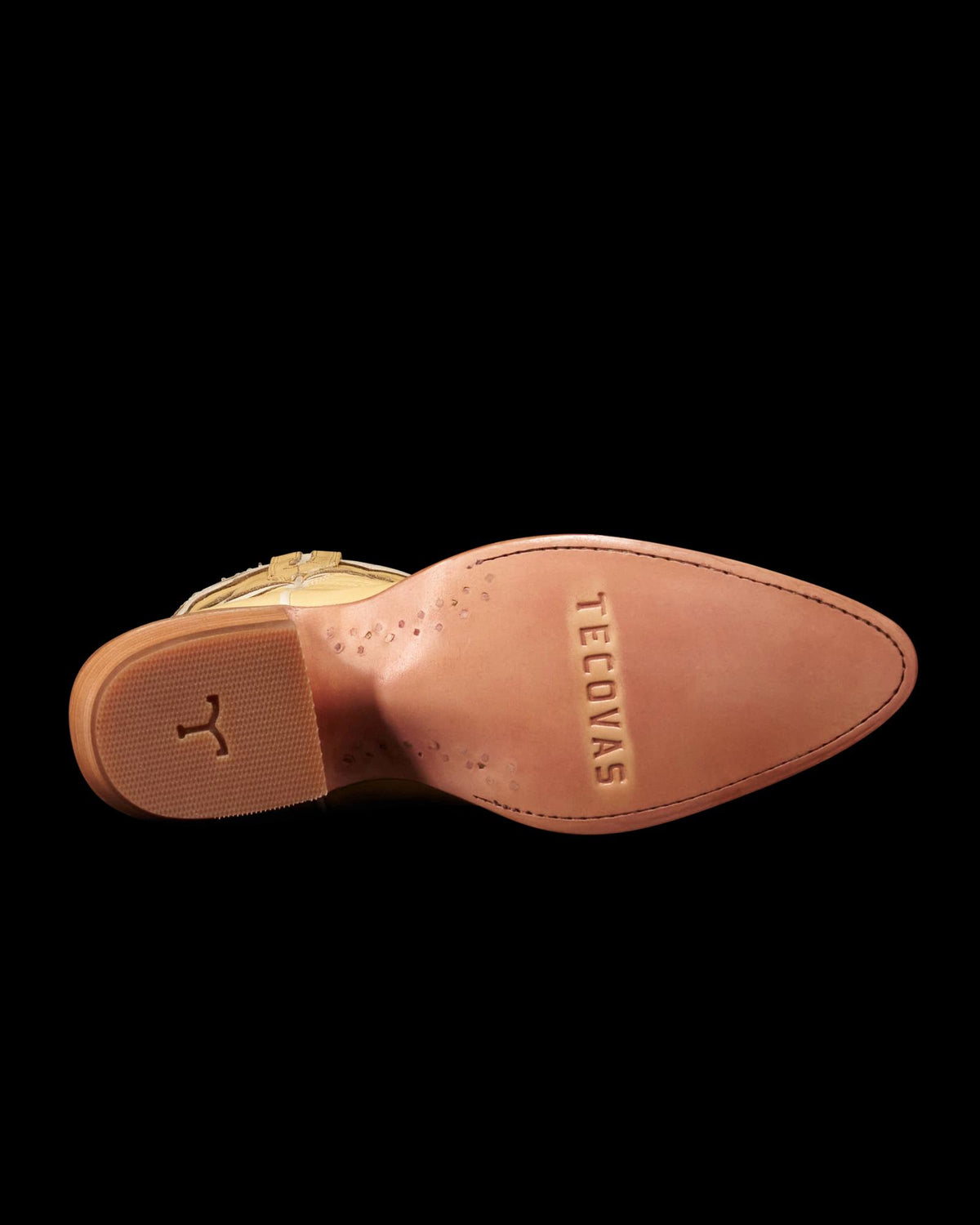Sole view of The Jolene - Pale Yellow Cowhide on plain background
