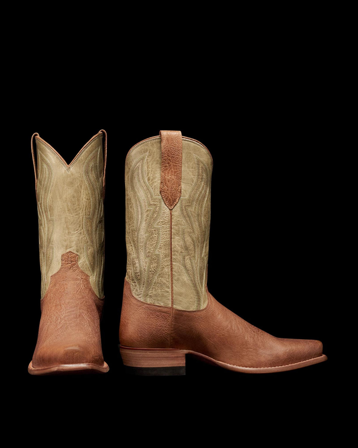 Pair view of The Warren - Tumbleweed / Light Sage Calfskin on plain background