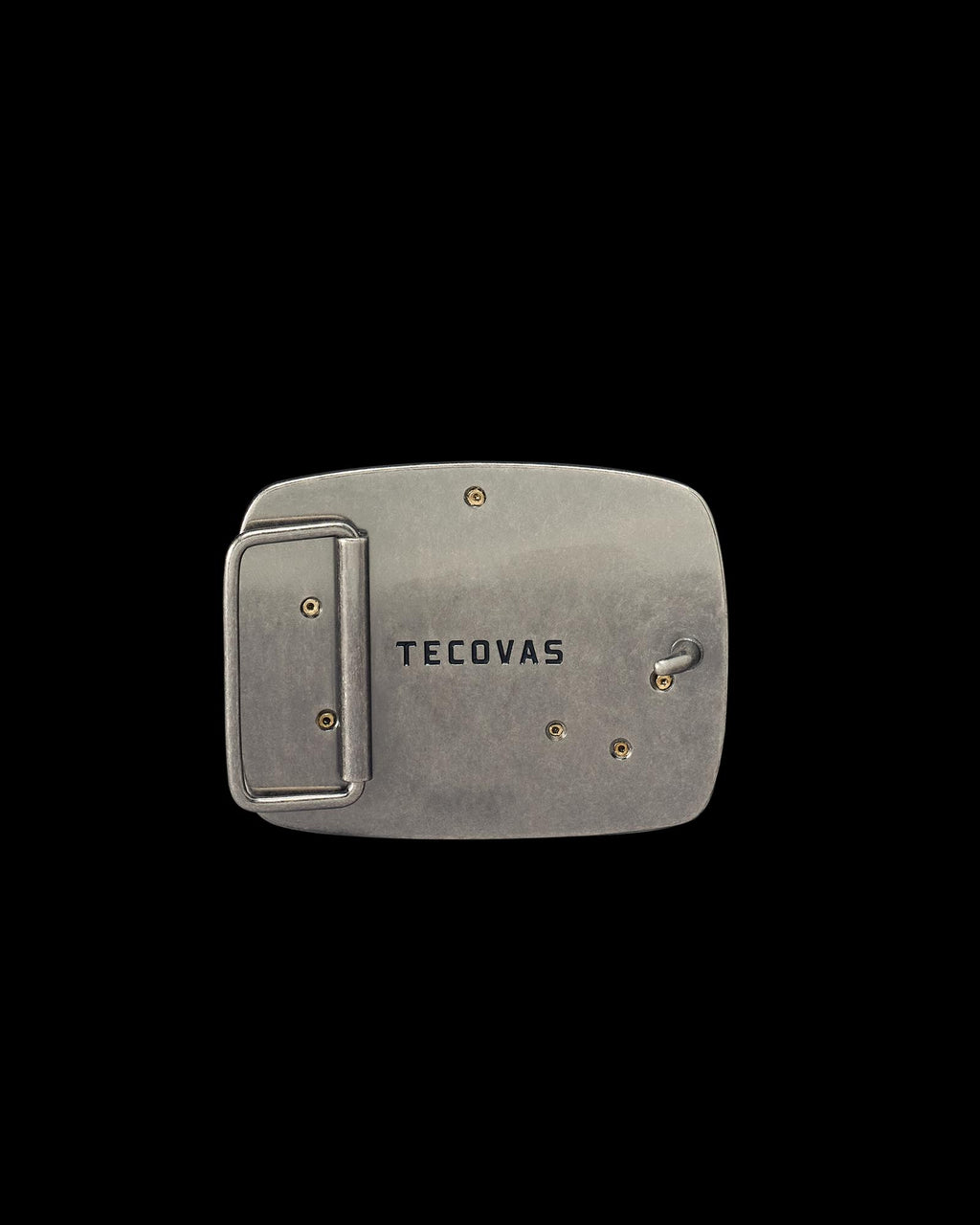 Back view of Cowboy Horseshoe Buckle - Dark Antique Nickel/Antique Brass on plain background