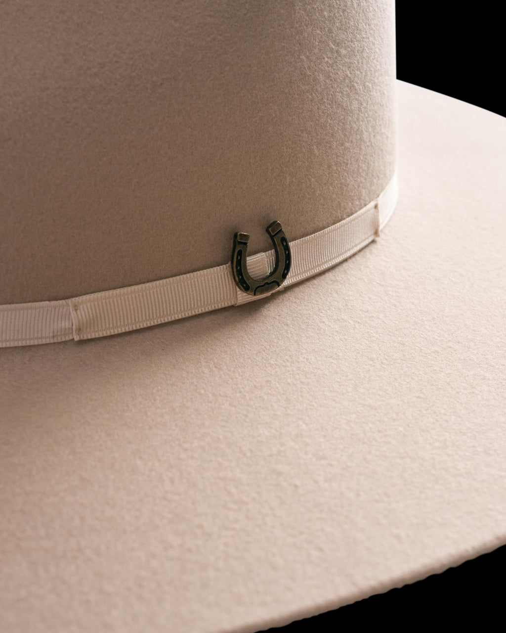 Closeup view of The Belle Wool Cowgirl Hat - Cream