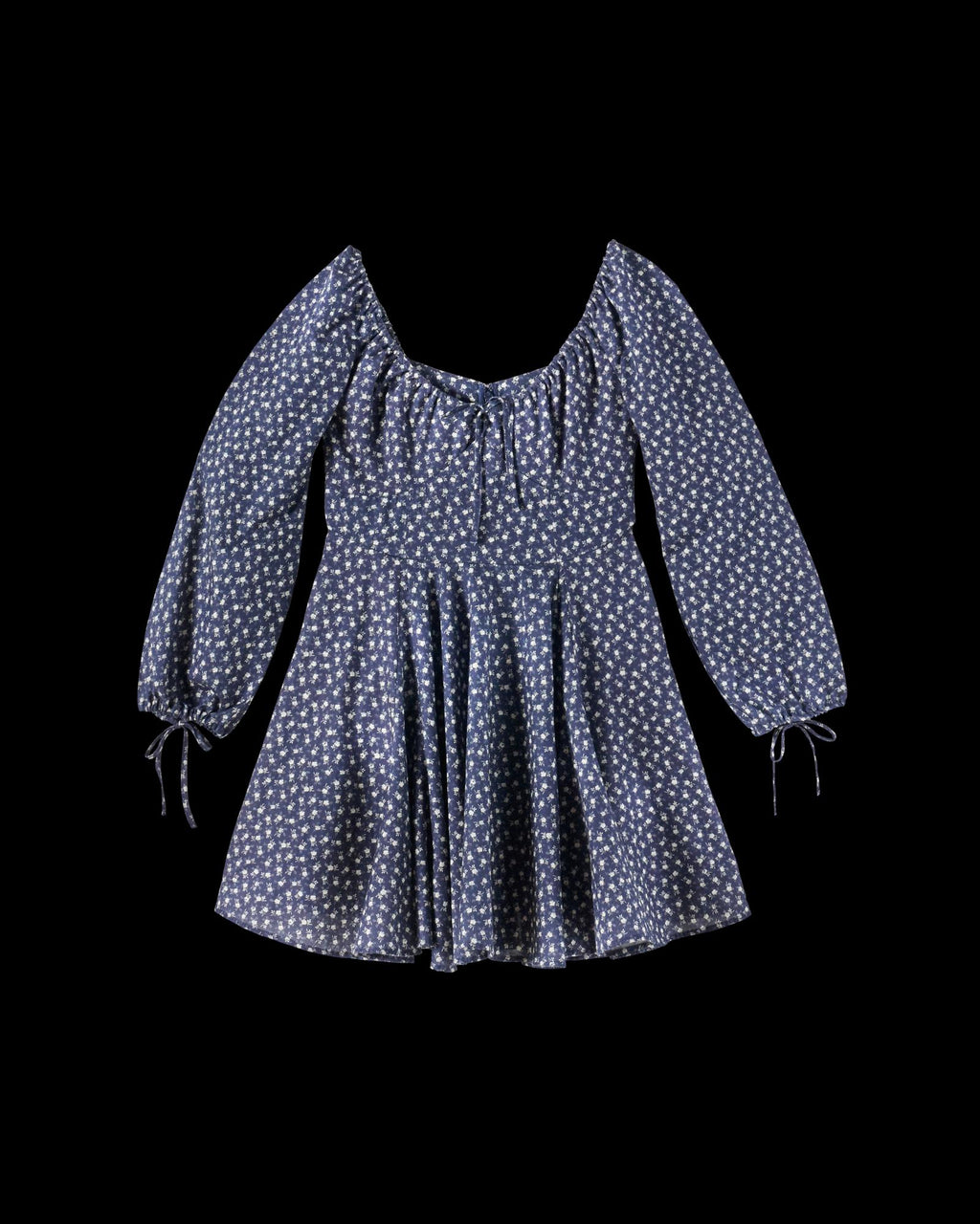 Front view of Women's L/S Mini Dress - Navy / Bone on plain background