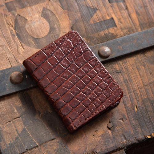 Alligator Bifold Card Case - Walnut