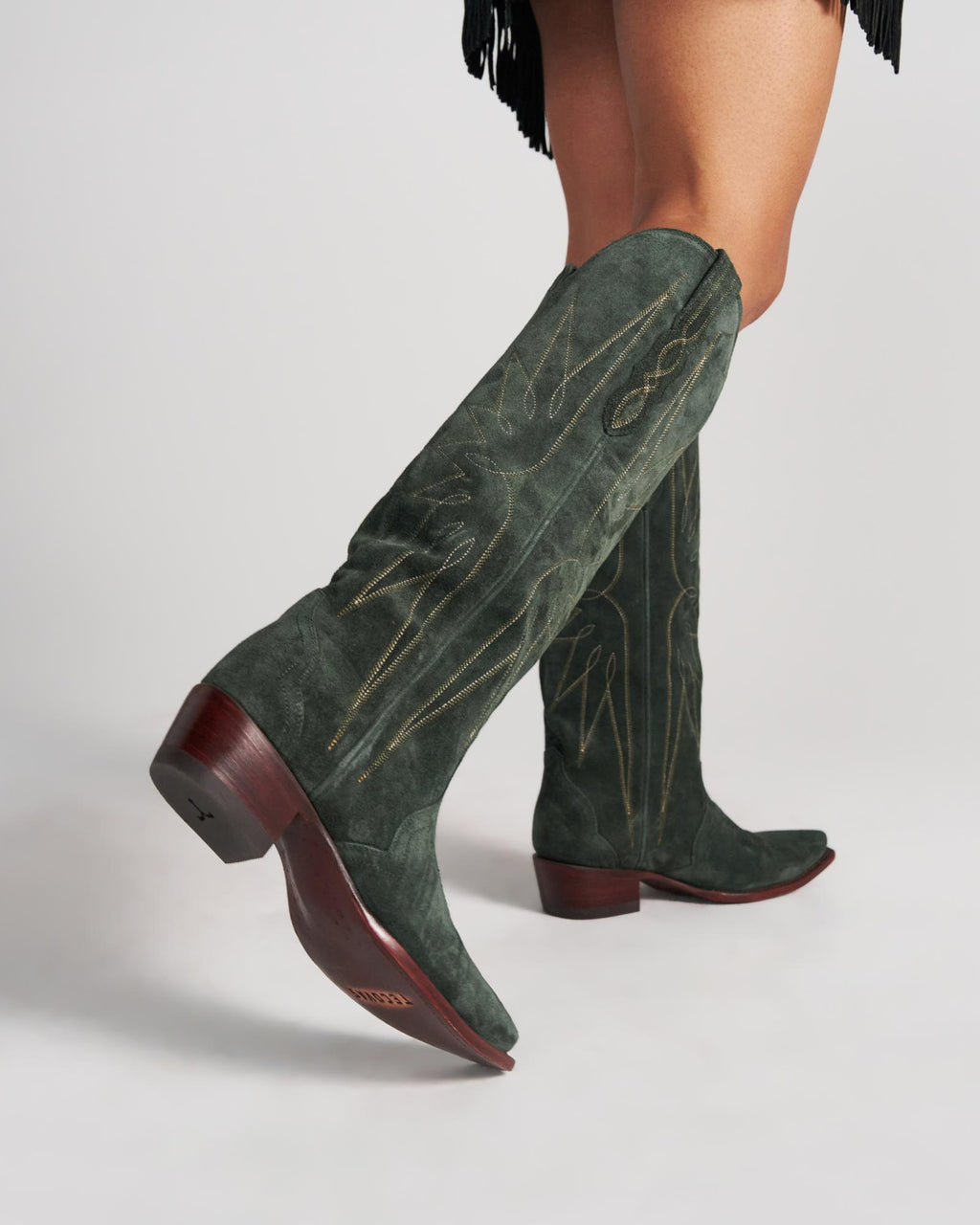 View of The Loretta - Hunter Green Suede