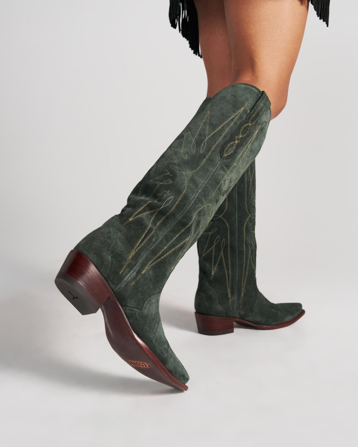 View of The Loretta - Hunter Green Suede