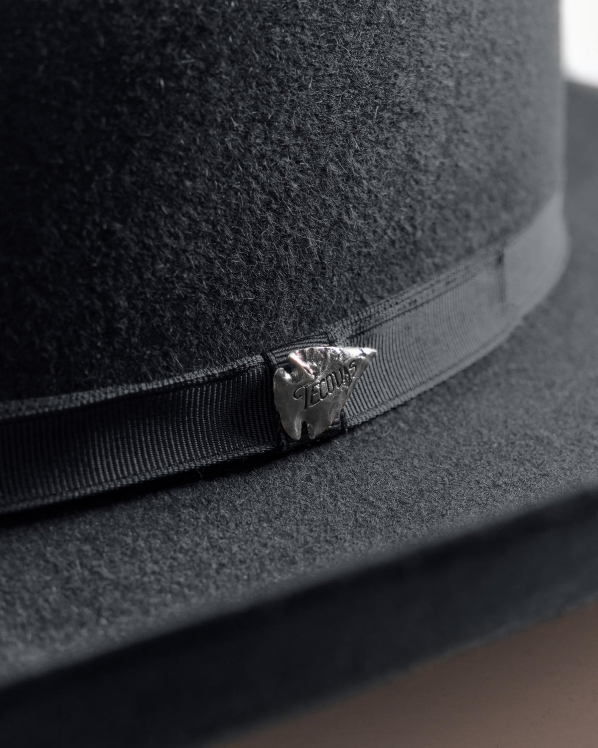 Closeup view of Cattleman Fur Cowboy Hat - Black