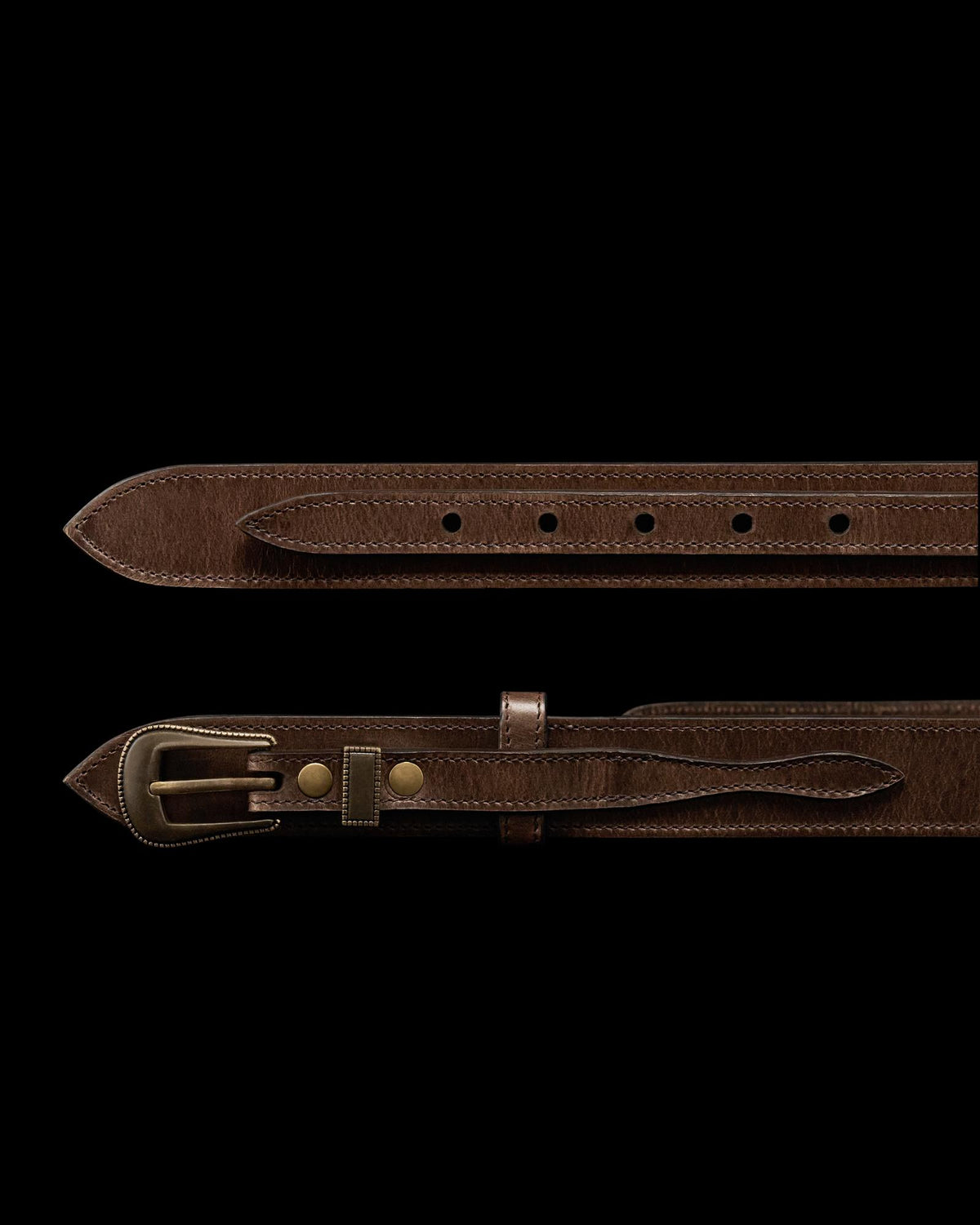 Closeup view of Men's Ranger Belt - Dark Brown
