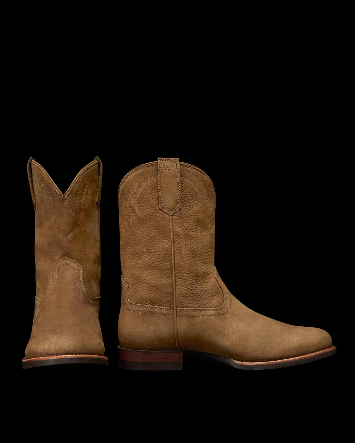 Pair view of The Glen - Light Mesquite Cowhide on plain background