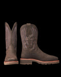 Pair view of LongHaul Waterproof Square Composite Toe Work Boot - Umber Cowhide on plain background