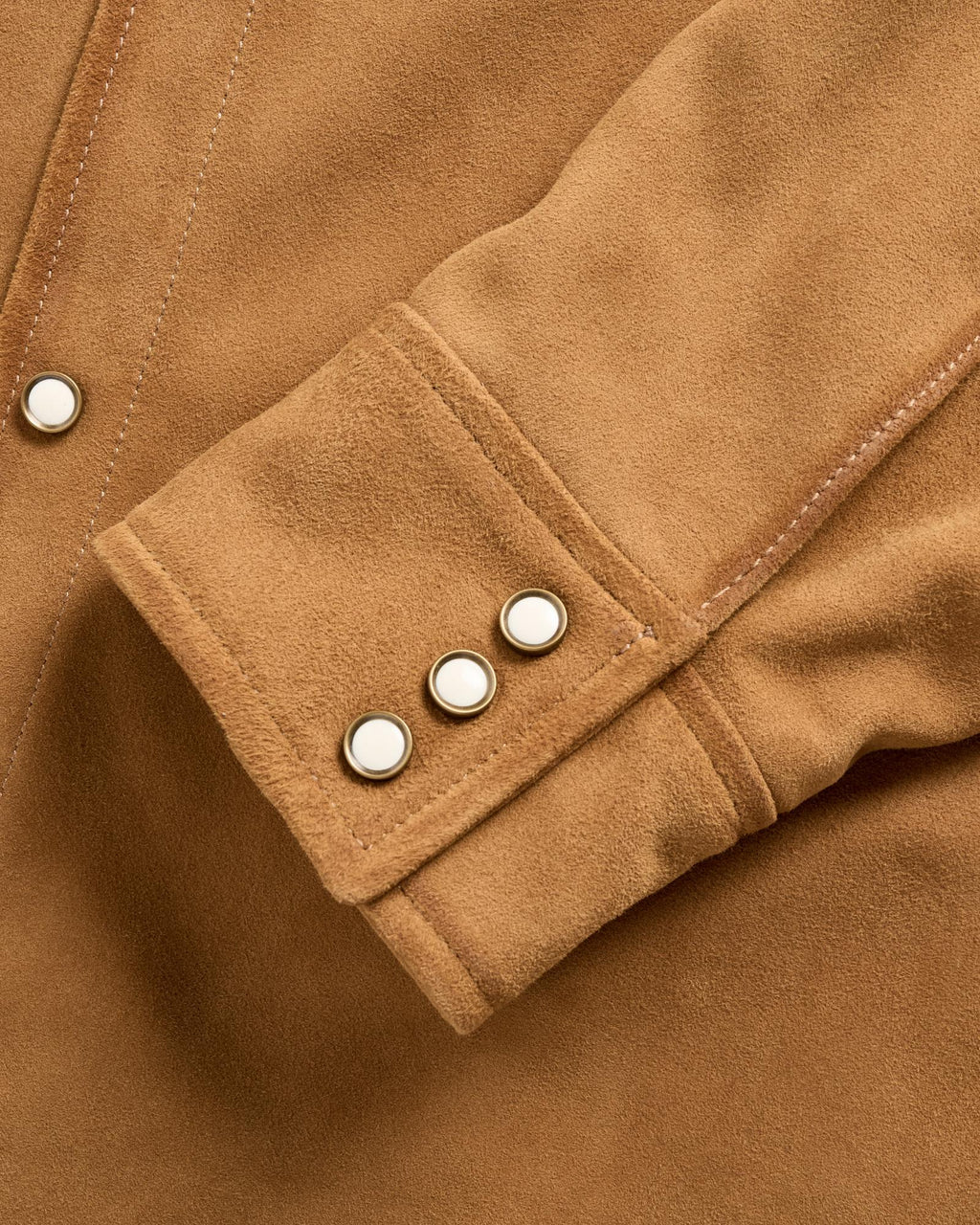 Closeup view of Men's Roughout Overshirt - Camel