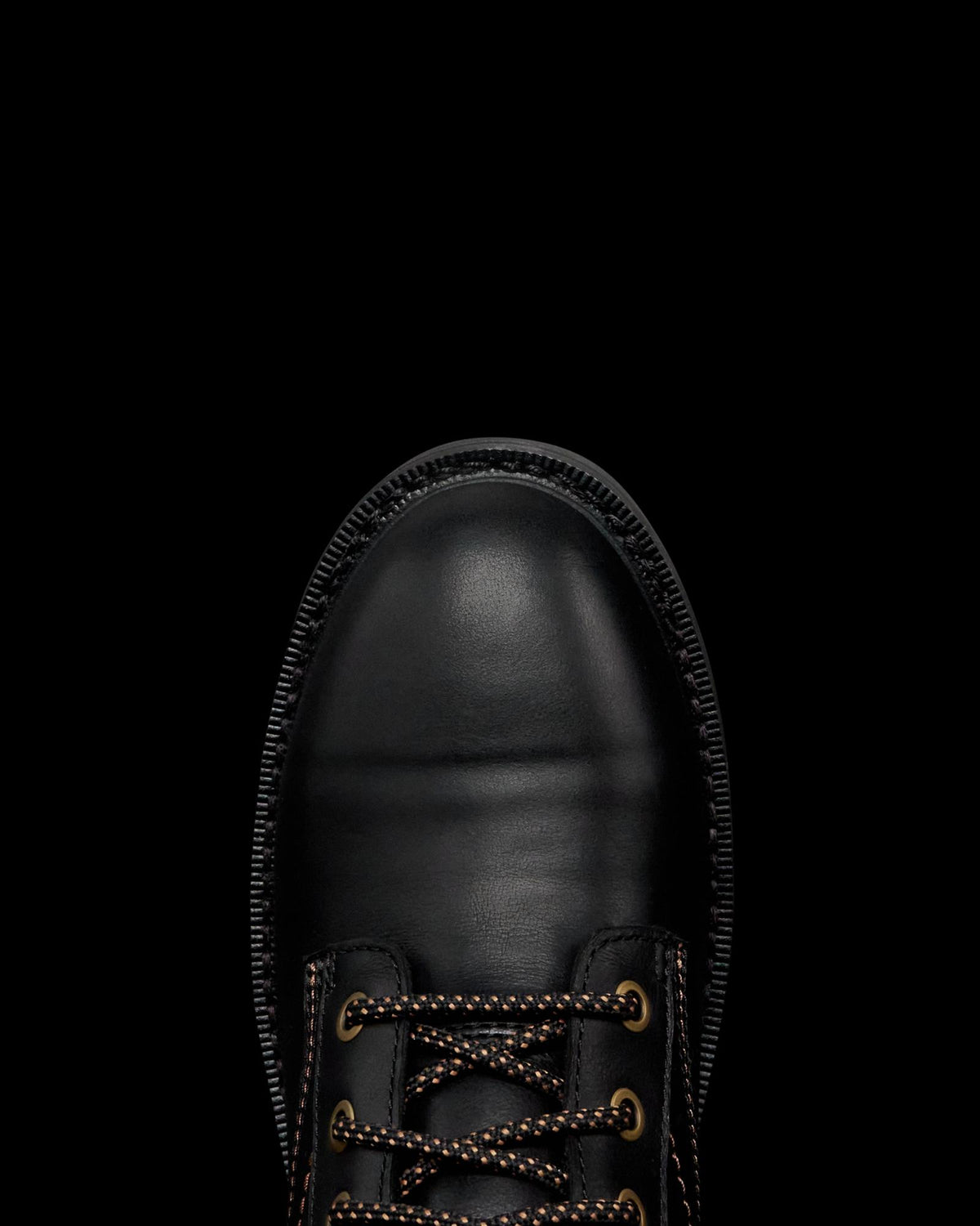 Toe view of LongHaul Waterproof Lace Up Composite Toe Work Boot - Midnight on plain background