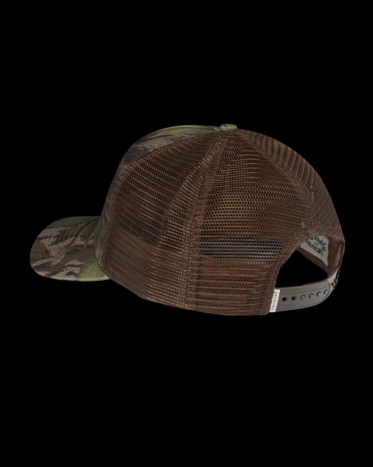 Quarterback view of Tecovas x Mossy Oak Full Foliage Trucker - Full Foliage on plain background